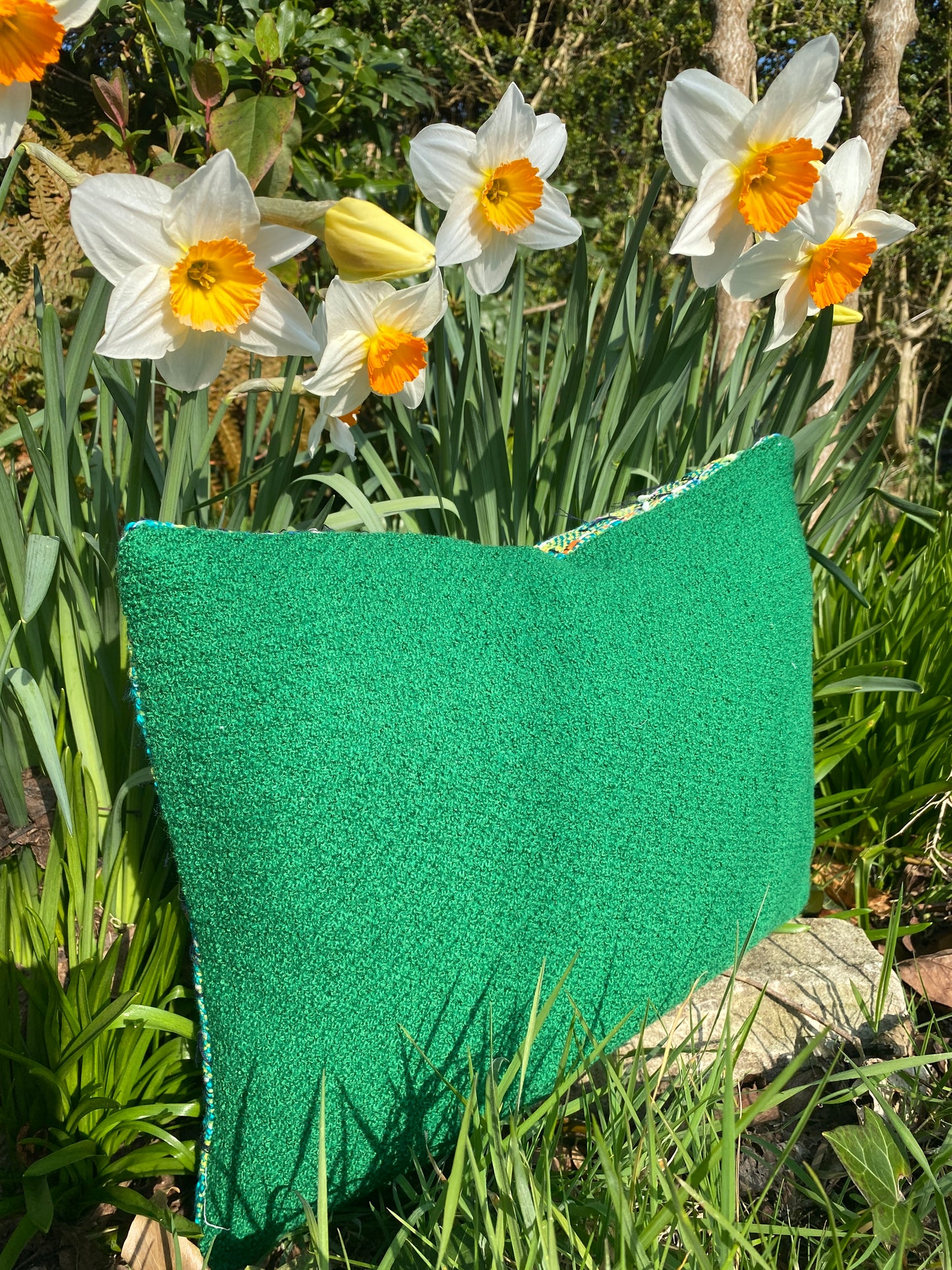 Emerald Couture Tweed Mini Cushion