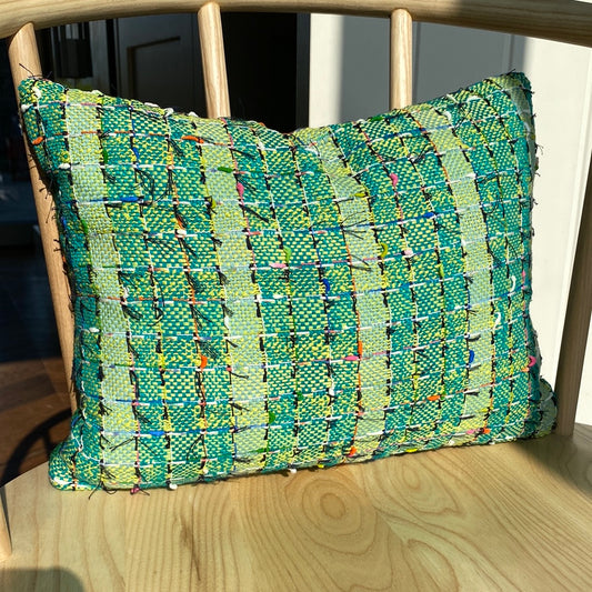 Emerald Couture Tweed Mini Cushion